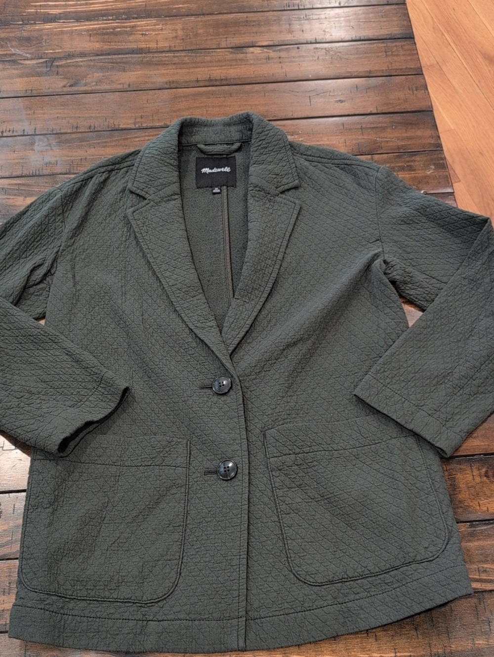Madewell Diamond Jacquard Shaw Blazer Soft Cotton Quilted Oversized - Picture 4 of 8